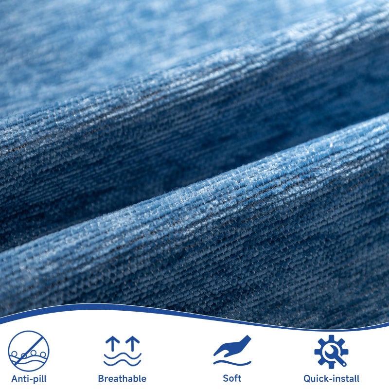 VC Life VClife Blue Couch Cover Chenille Sofa Covers Living Room Furniture Couch Protector with Tassel  Modern Non Slip Couch Cover for 2 Cushion Couch Sofa  Dog Cat Aesthetic Sofa Covers Throw  71""x118"" - Image 3